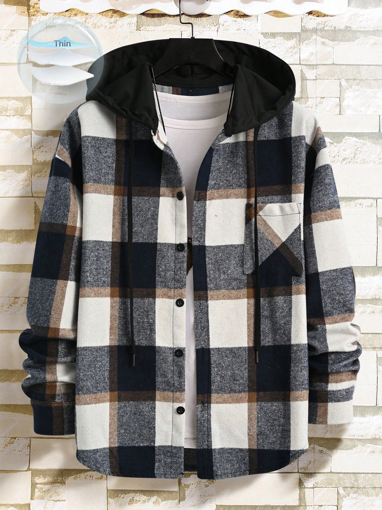 Men's Plaid Drawstring Hooded Shirt Jacket – Casual Style Meets Comfort
