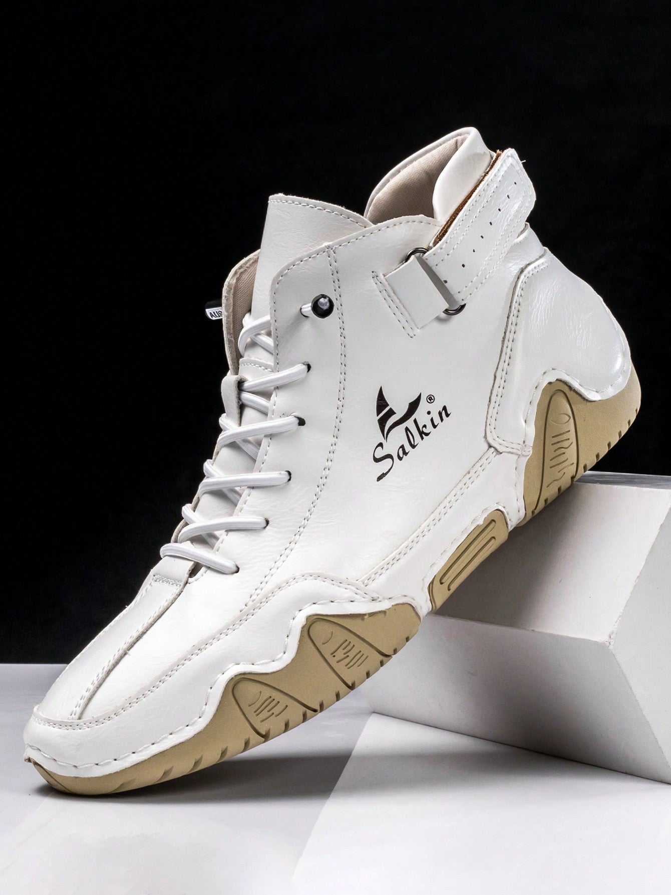 Handmade Casual Lace-Up Boots: Breathable, Anti-Slip, and Durable - Perfect for Hiking White