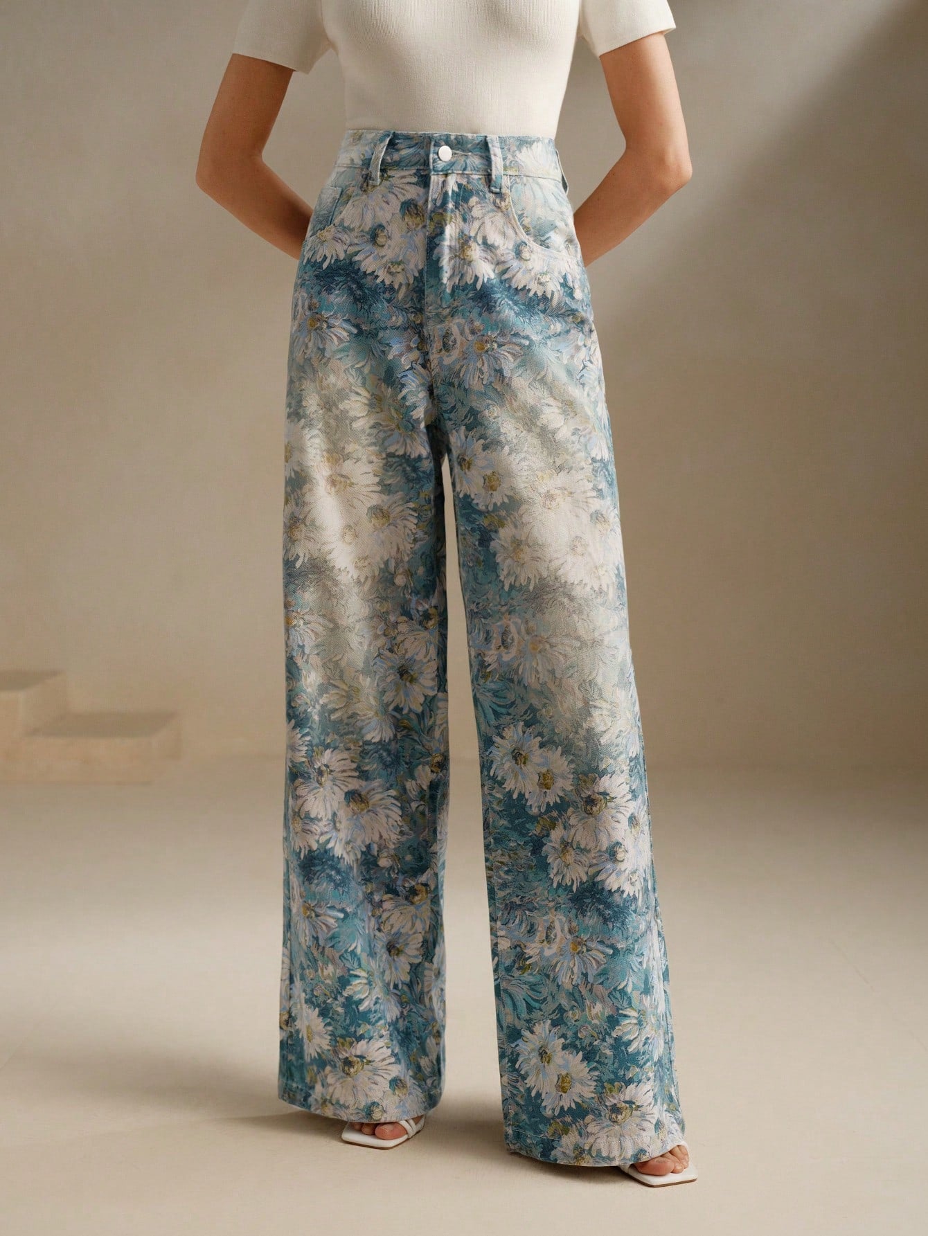 Vintage-Inspired High-Waisted Wide Leg Jeans for Women - Printed Style Pink / S Pink / M Pink / L Pink / S-Pink / M-Pink / L-Pink / XL-Yellow / S-Yellow / M-Yellow / L-Yellow / XL-Blue / S-Blue / M-Blue / L-Blue / XL-