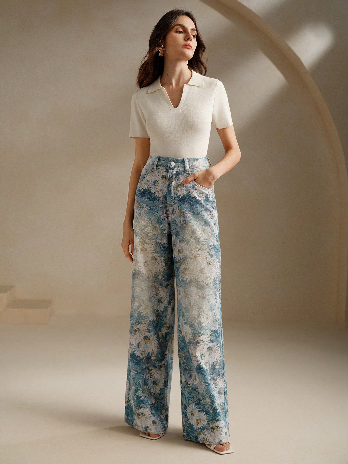 Vintage-Inspired High-Waisted Wide Leg Jeans for Women - Printed Style Pink / S Pink / M Pink / L Pink / S-Pink / M-Pink / L-Pink / XL-Yellow / S-Yellow / M-Yellow / L-Yellow / XL-Blue / S-Blue / M-Blue / L-Blue / XL-