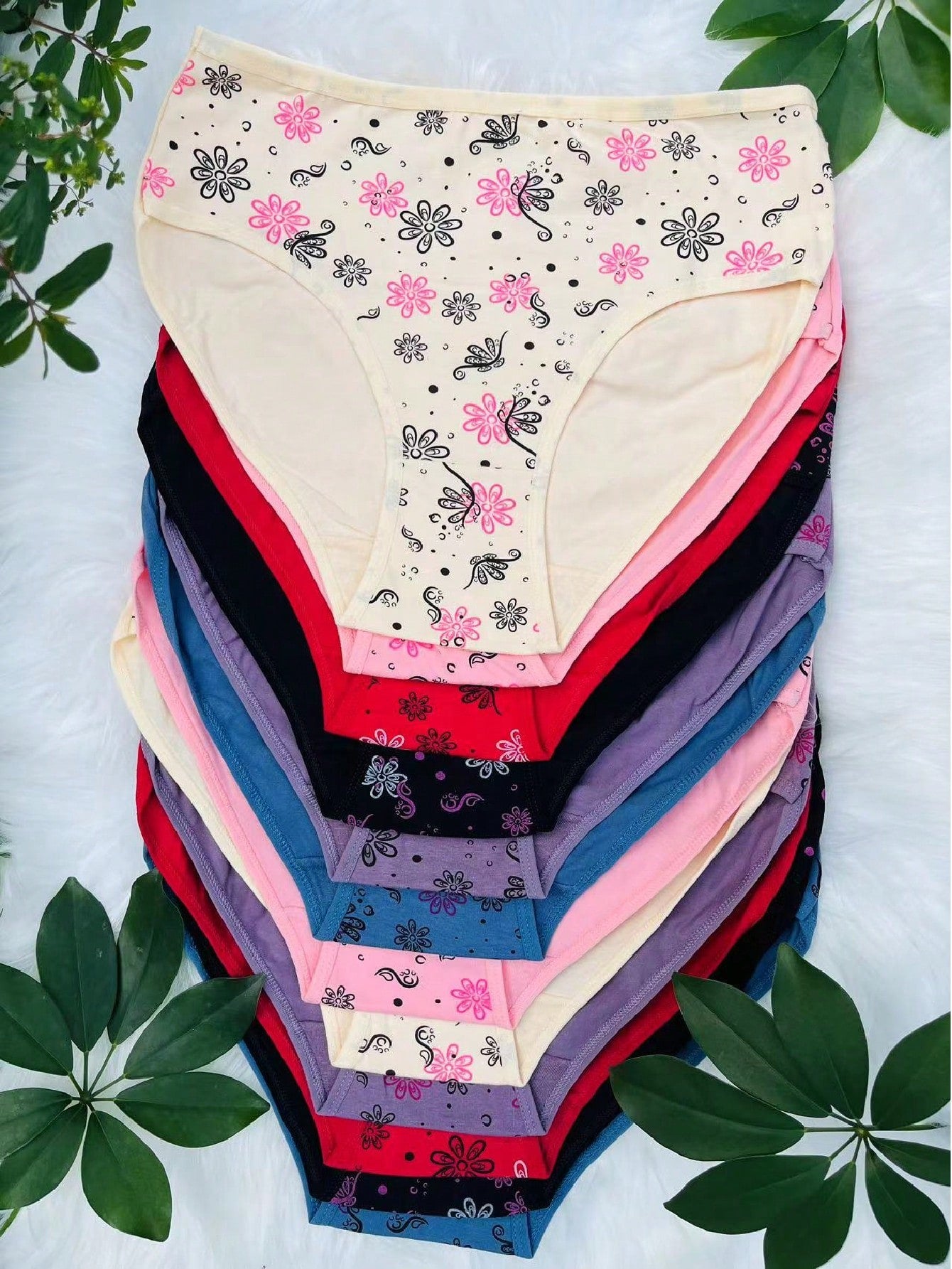 12-Pack High-Density Breathable Cotton Women's Panties in Assorted Prints and Colors M L XL M-L-XL-