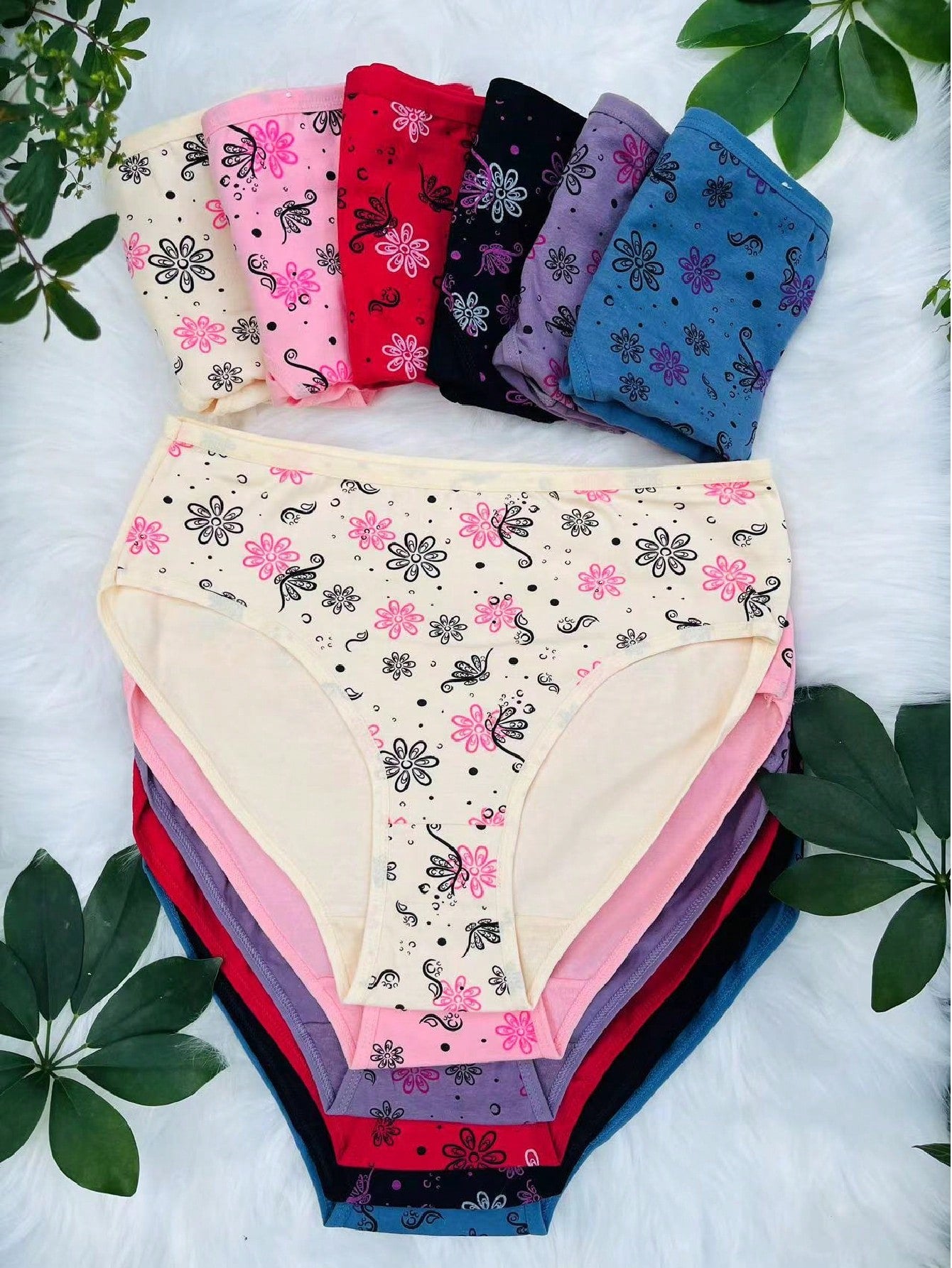 12-Pack High-Density Breathable Cotton Women's Panties in Assorted Prints and Colors M L XL M-L-XL-