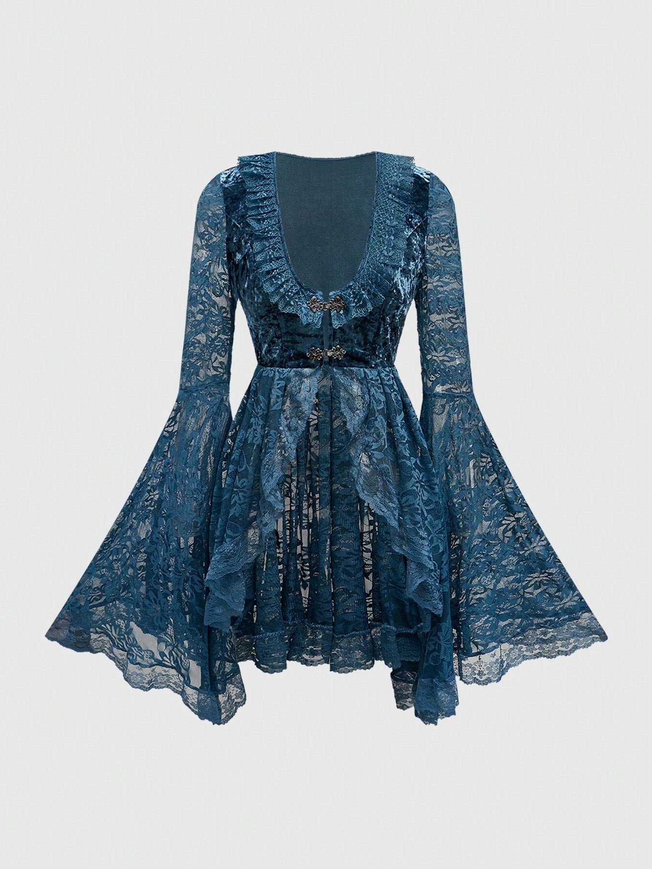 Enchanting Gothic Velvet Blouse with Lace Flare Sleeves - Off-Shoulder Palace Style Burgundy / XS Burgundy / S