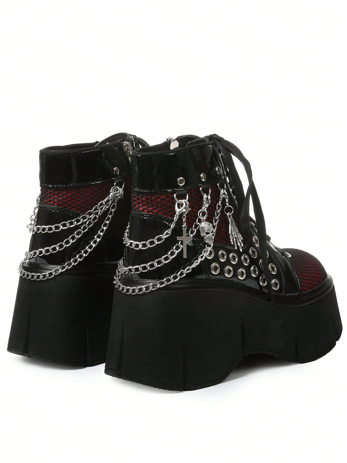 Elevate Your Style: Women's Punk Goth Platform Ankle Boots with Chain Details Black / US6 Black / US6.5 Black / US7 Black / US6-Black / US6.5-Black / US7-Black / US8-Black / US8.5-Black / US9-Black / US9.5-Red / US6-Red / US6.5-Red / US7-Red / US8-Red / US8.5-Red / US9-Red / US9.5-