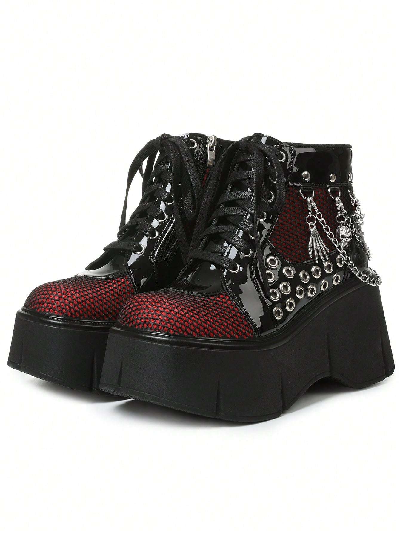 Elevate Your Style: Women's Punk Goth Platform Ankle Boots with Chain Details Black / US6 Black / US6.5 Black / US7 Black / US6-Black / US6.5-Black / US7-Black / US8-Black / US8.5-Black / US9-Black / US9.5-Red / US6-Red / US6.5-Red / US7-Red / US8-Red / US8.5-Red / US9-Red / US9.5-