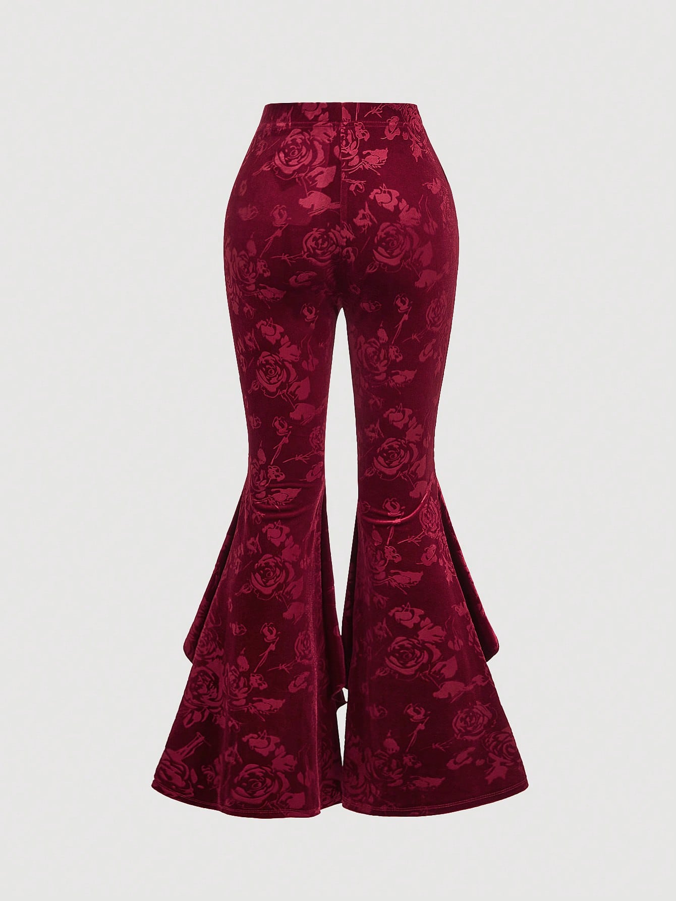 Vintage Lace Trim Wide Leg Pants for Stylish Women - Perfect New Year's Outfit in Red