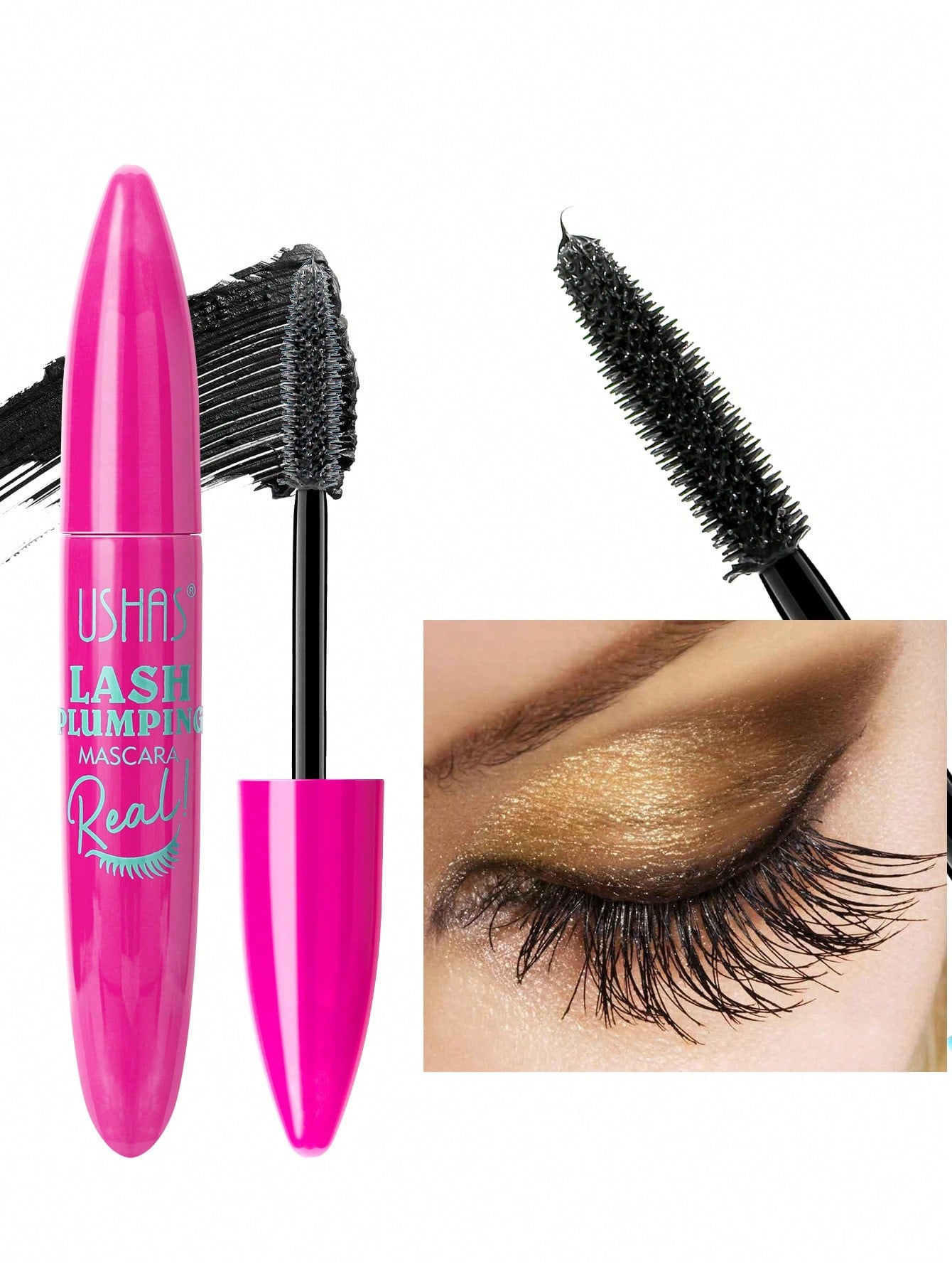 Ushas Big Lash Mascara: Extreme Black - Waterproof & Smudge-Proof, 24-Hour Wear Multicolor #02 #03 Multicolor-#02-#03-