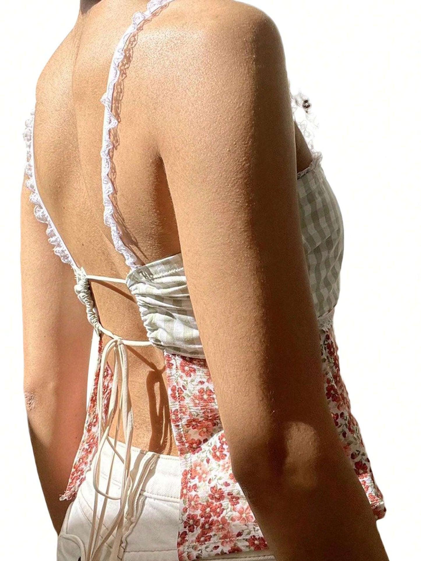 Y2K Chic: Plaid Floral Lace Trim Camisole Tank Top for Summer Streetwear Lake Blue / S Lake Blue / M Lake Blue / L Lake Blue / S-Lake Blue / M-Lake Blue / L-Blue / S-Blue / M-Blue / L-Bright Pink / S-Bright Pink / M-Bright Pink / L-