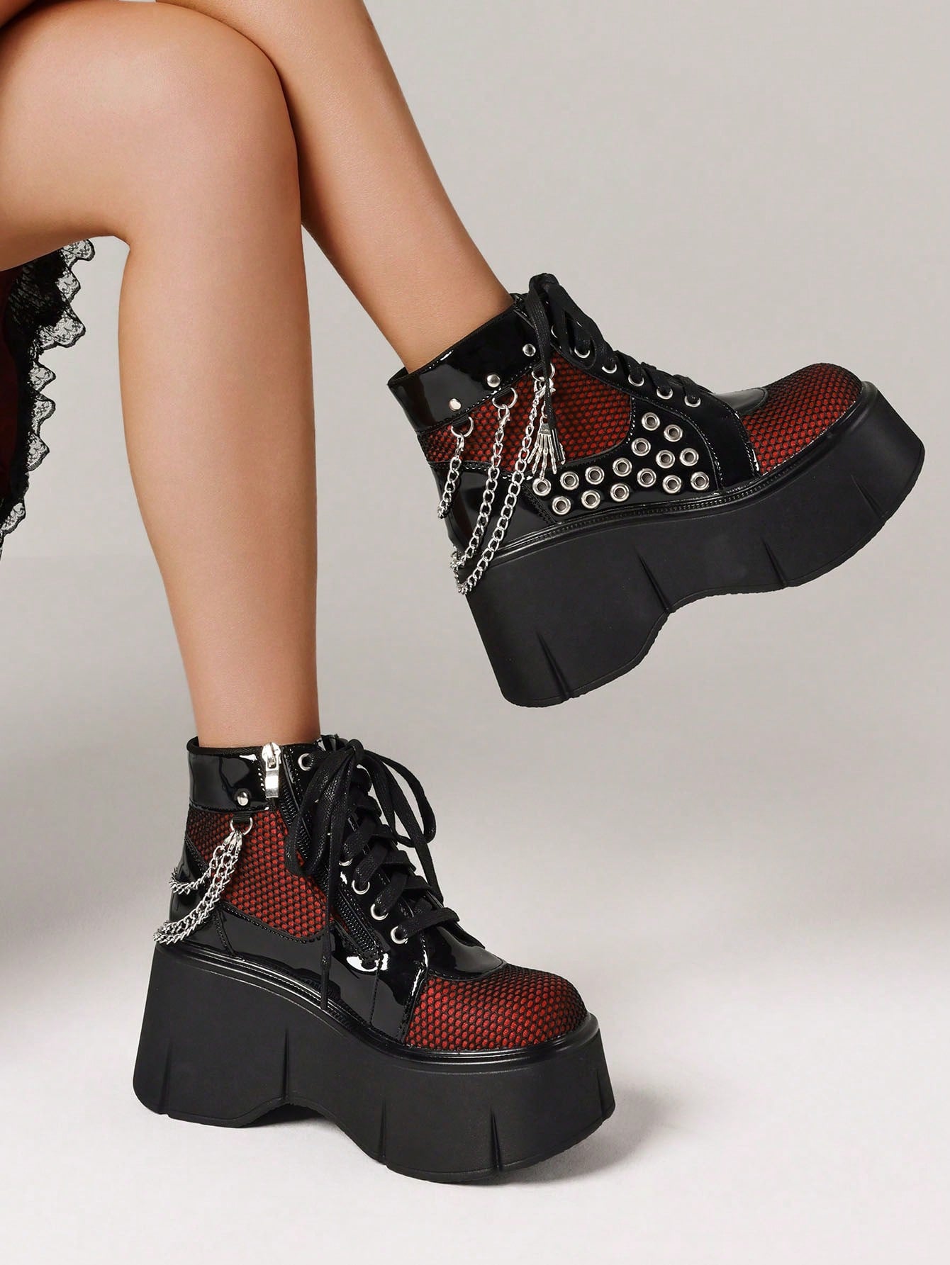 Elevate Your Style: Women's Punk Goth Platform Ankle Boots with Chain Details Black / US6 Black / US6.5 Black / US7 Black / US6-Black / US6.5-Black / US7-Black / US8-Black / US8.5-Black / US9-Black / US9.5-Red / US6-Red / US6.5-Red / US7-Red / US8-Red / US8.5-Red / US9-Red / US9.5-