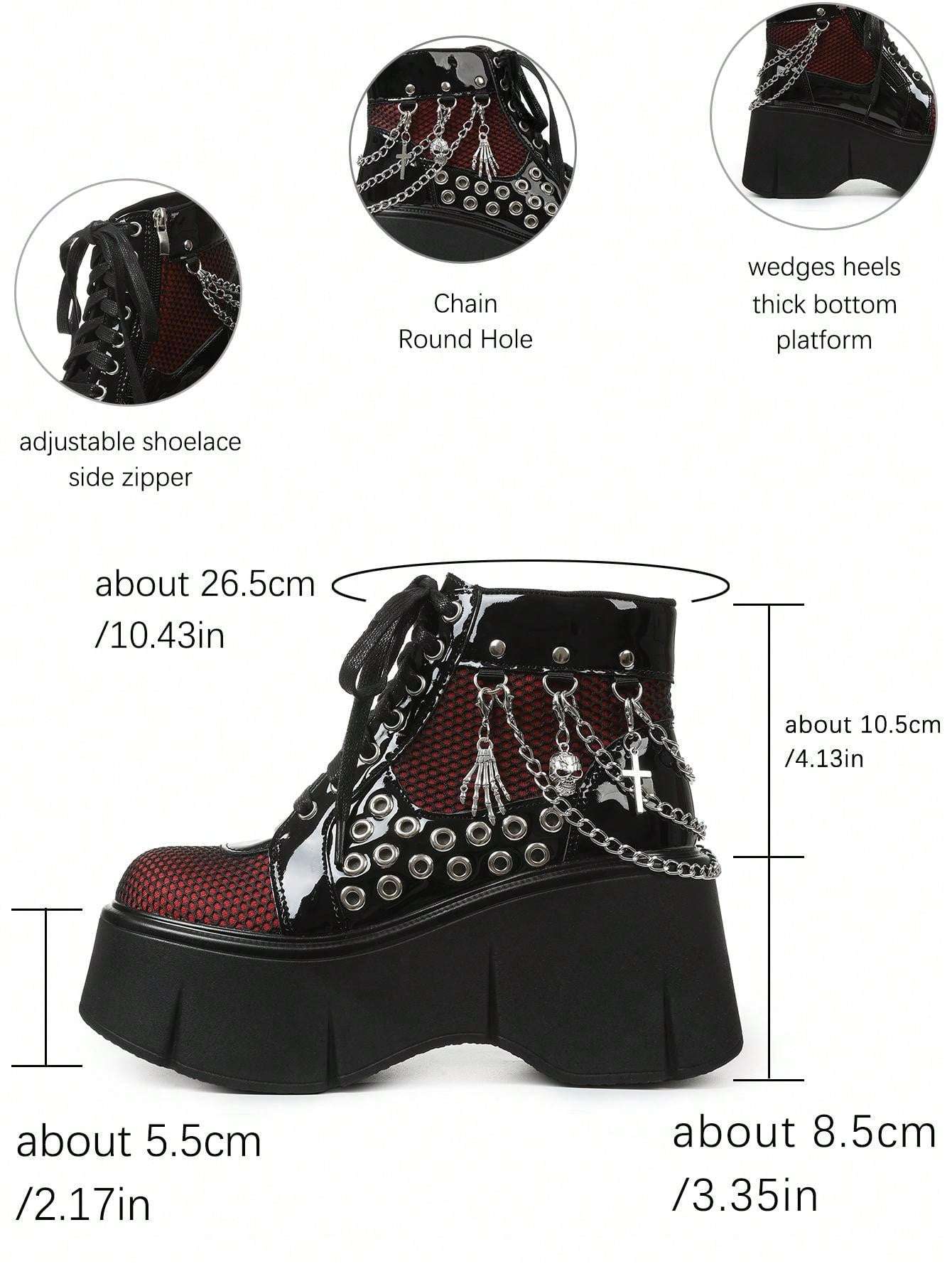 Elevate Your Style: Women's Punk Goth Platform Ankle Boots with Chain Details Black / US6 Black / US6.5 Black / US7 Black / US6-Black / US6.5-Black / US7-Black / US8-Black / US8.5-Black / US9-Black / US9.5-Red / US6-Red / US6.5-Red / US7-Red / US8-Red / US8.5-Red / US9-Red / US9.5-