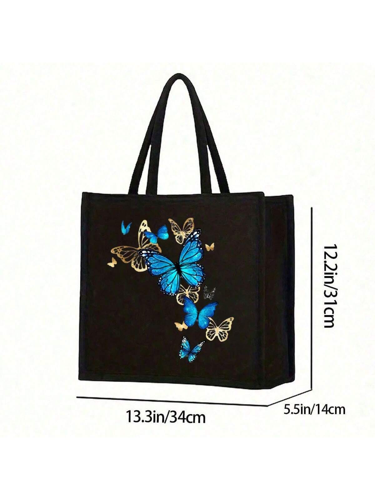 Charming Floral & Butterfly Tote Bag Set with Matching Wallet Two-piece Set Single Tote Bag Two-piece Set-Single Tote Bag-