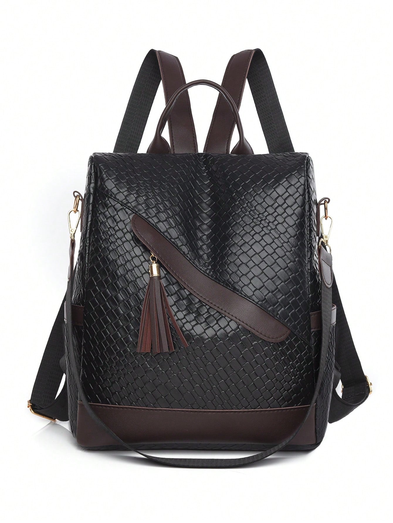 Anti-Theft Minimalist Backpack for College Women Black Brown