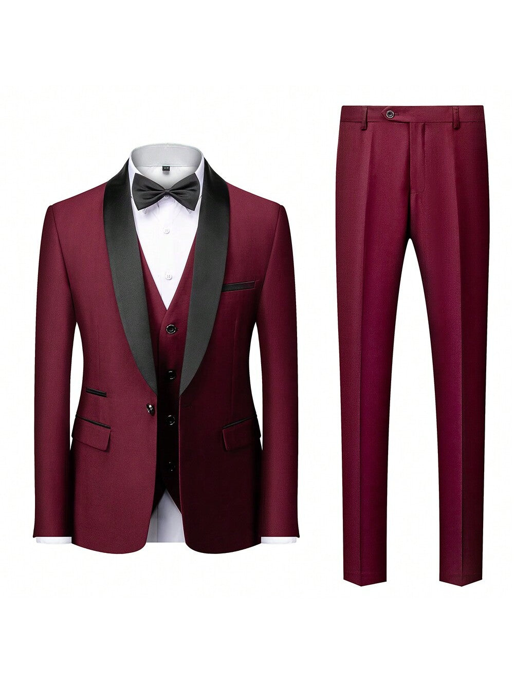 Elegant Men's 3-Piece Slim Fit Tuxedo Set - Perfect for Weddings Black / XXS Black / XS