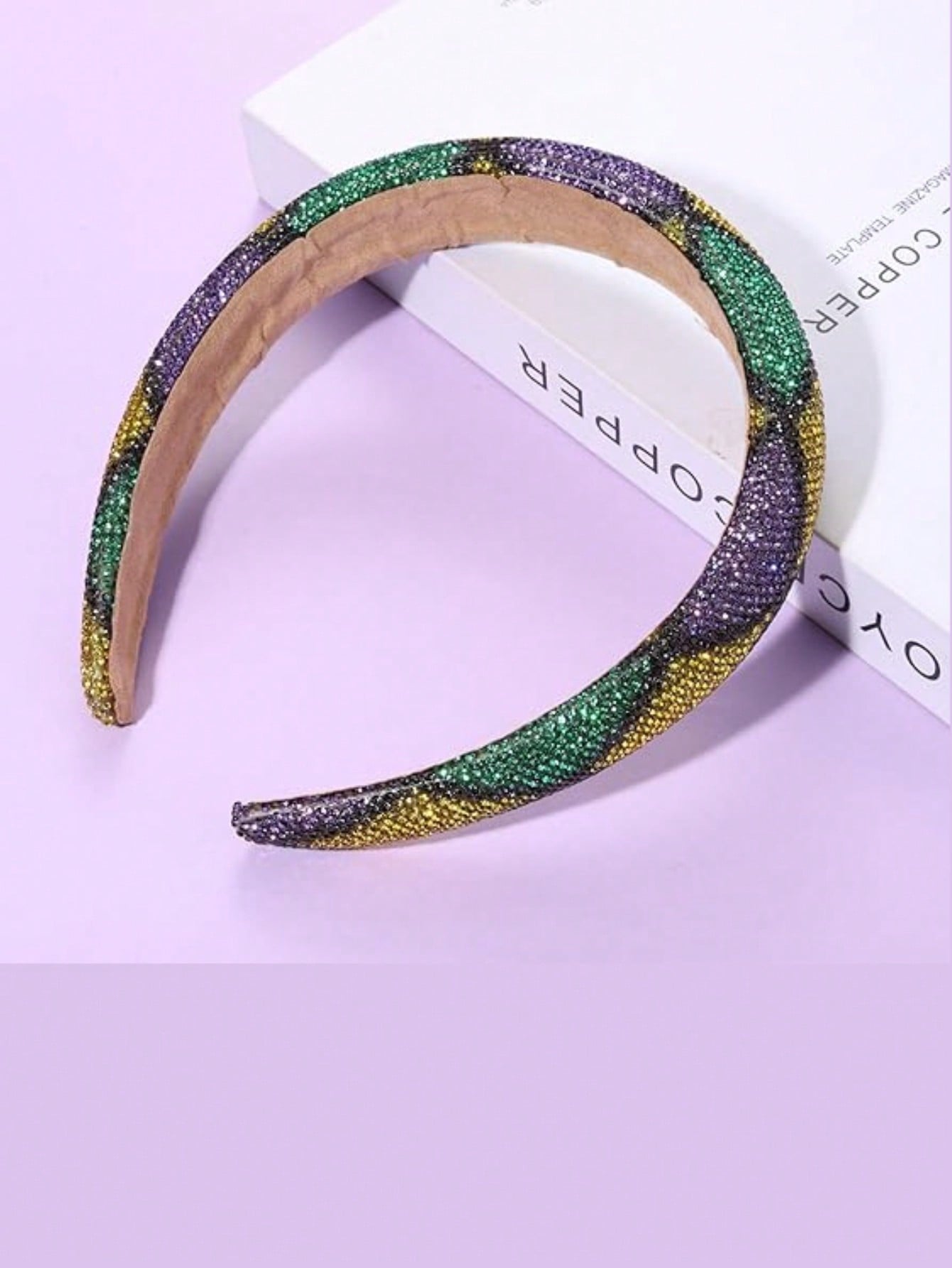 Vibrant Mardi Gras Headband with Rhinestones - Purple, Green & Yellow No.1 / 1Pack No.2 / 1Pack