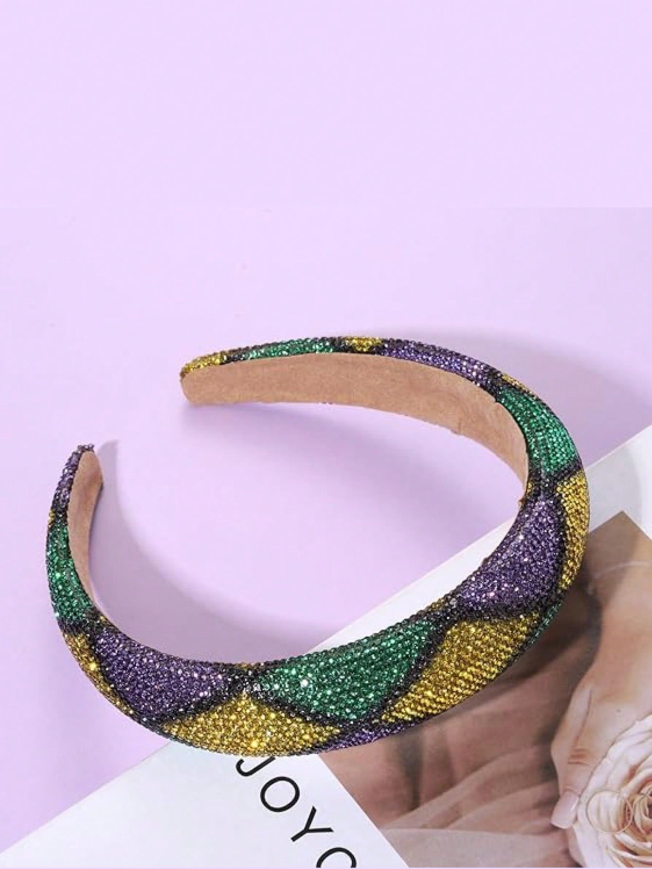 Vibrant Mardi Gras Headband with Rhinestones - Purple, Green & Yellow No.1 / 1Pack No.2 / 1Pack