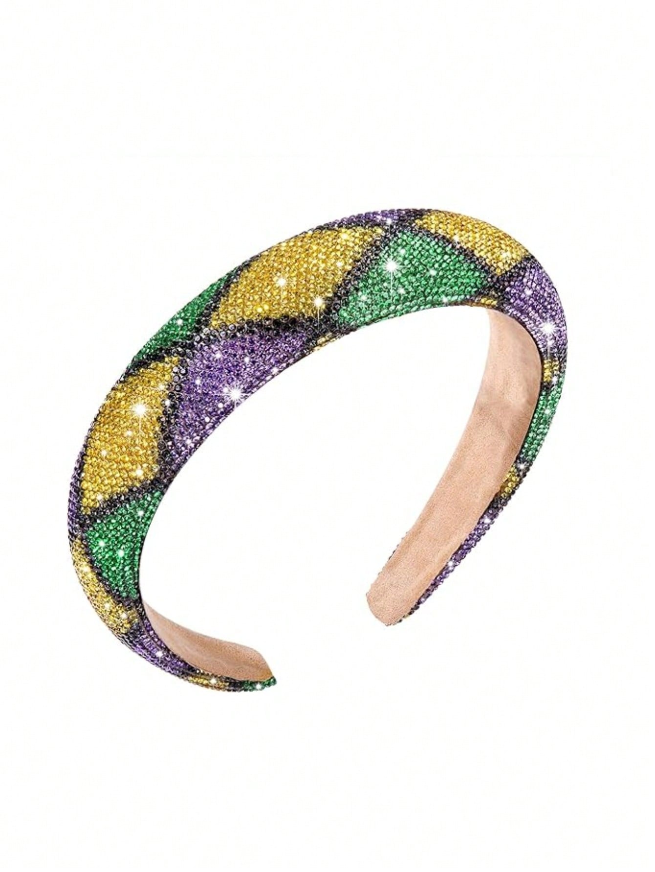 Vibrant Mardi Gras Headband with Rhinestones - Purple, Green & Yellow No.1 / 1Pack No.2 / 1Pack