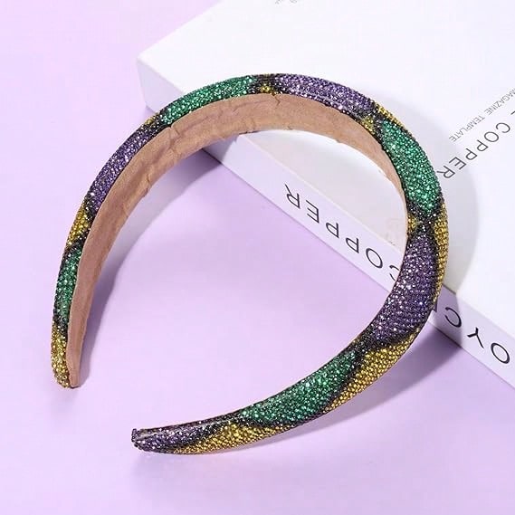 Vibrant Mardi Gras Headband with Rhinestones - Purple, Green & Yellow No.1 / 1Pack No.2 / 1Pack