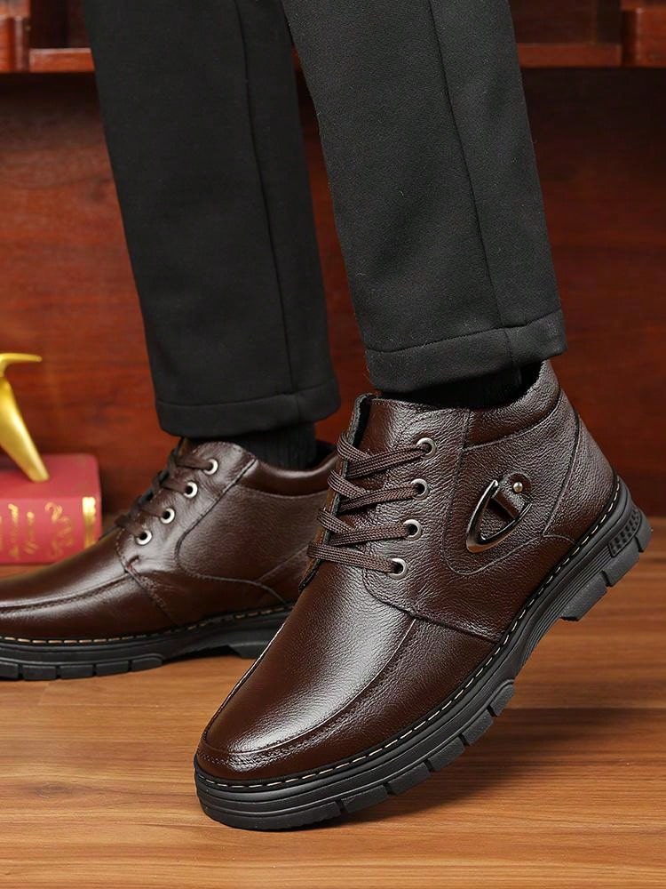 Cozy & Stylish Solid Color Plus Fleece Men's Snow Boots for Ultimate Winter Comfort EUR38 EUR39