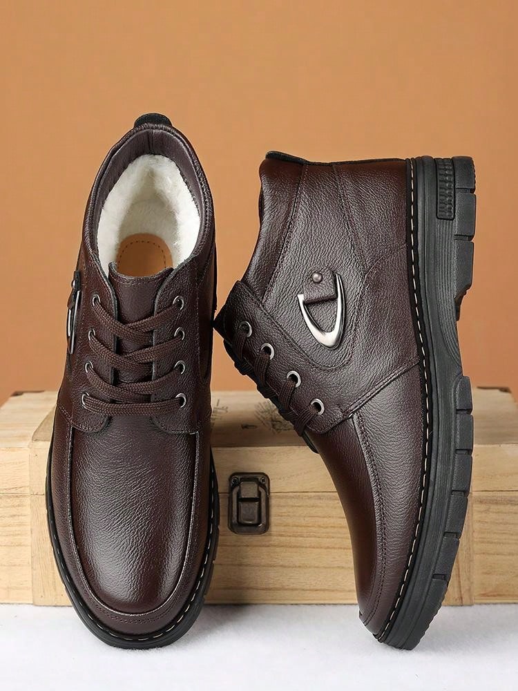 Cozy & Stylish Solid Color Plus Fleece Men's Snow Boots for Ultimate Winter Comfort EUR38 EUR39