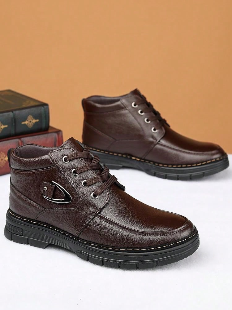 Cozy & Stylish Solid Color Plus Fleece Men's Snow Boots for Ultimate Winter Comfort EUR38 EUR39