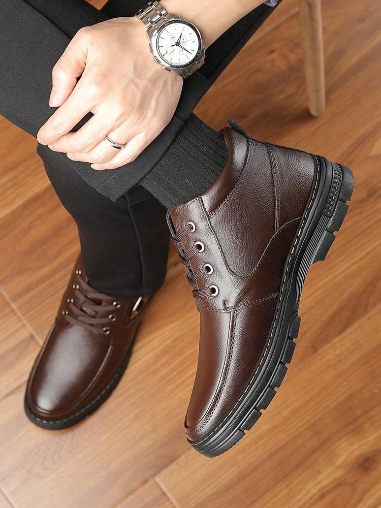 Cozy & Stylish Solid Color Plus Fleece Men's Snow Boots for Ultimate Winter Comfort EUR38 EUR39