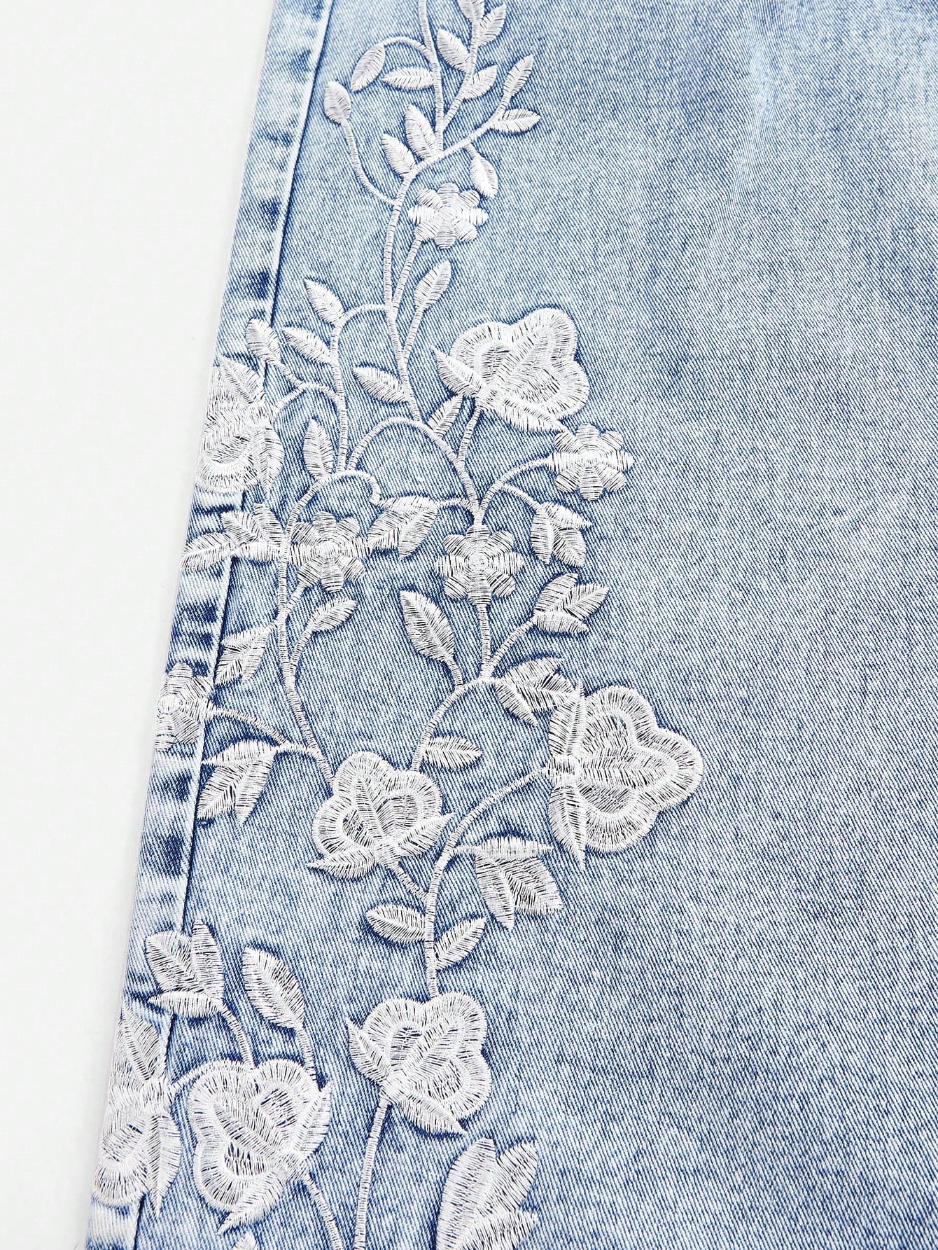 Elegant Floral Embroidered Long Pants for Women – Perfect Vacation Style S M L S-M-L-XL-