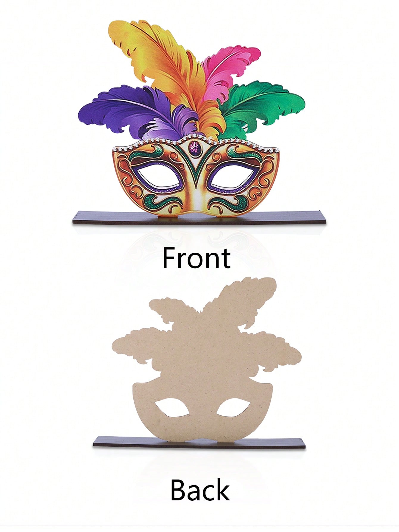 Festive Feather Mask Wooden Desk Ornament - Perfect for Mardi Gras 1412 / one-size 1416 / one-size