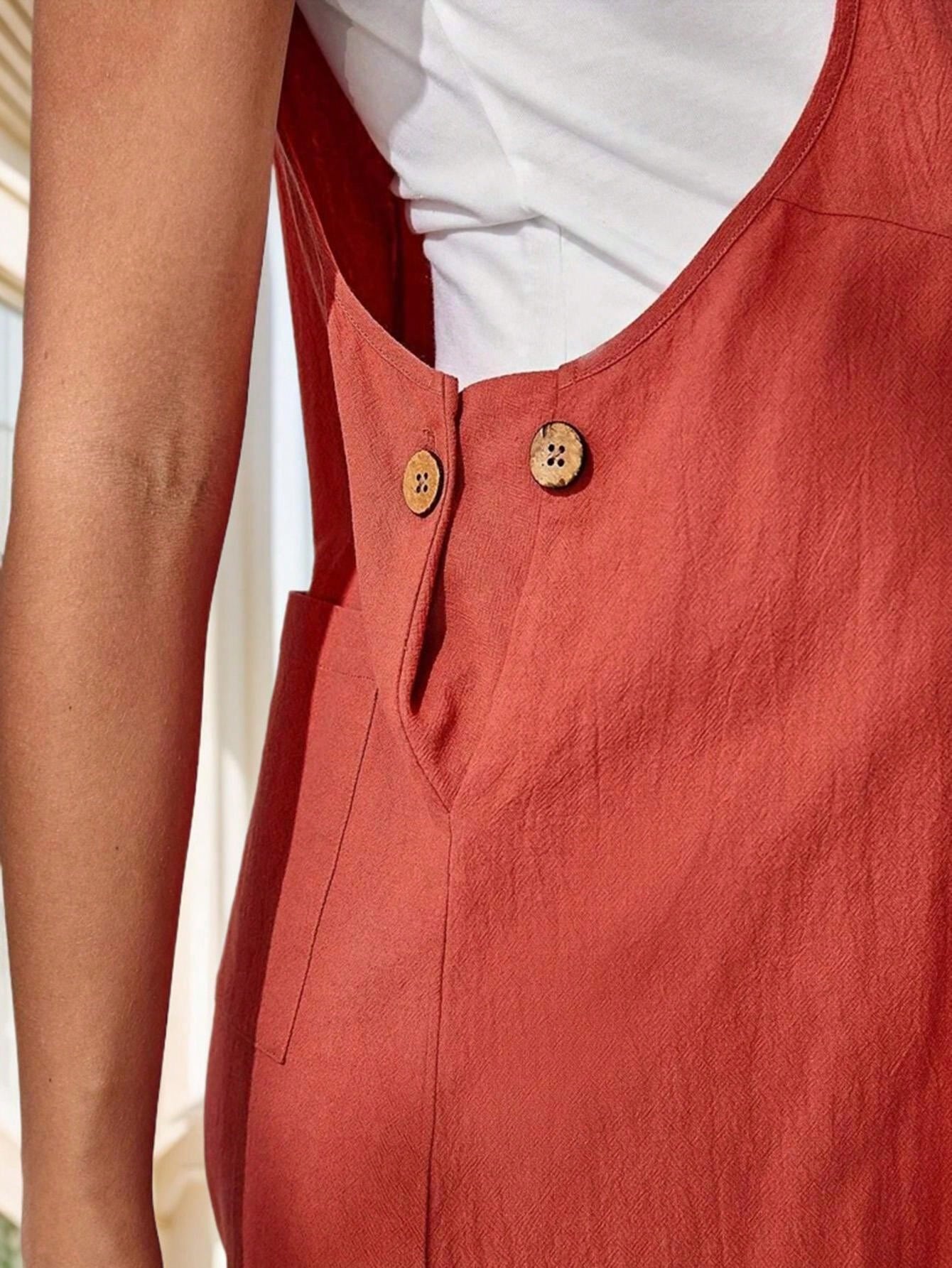 Maternity Overalls: Comfortable Cotton Jumpsuit with Button Details for Moms-to-Be S M L S-M-L-XL-