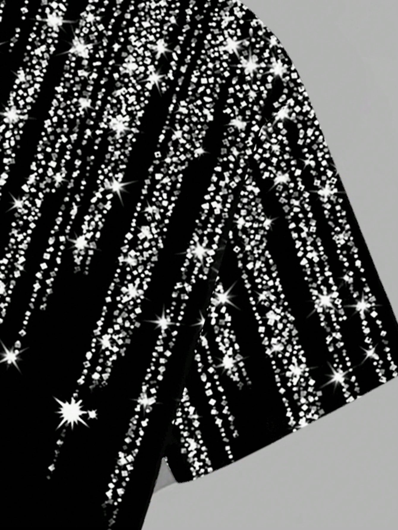 Stylish Plus Size Men's Rhinestone T-Shirt with Silver Glitter Drip Design 2XL 3XL 4XL 2XL-3XL-4XL-5XL-6XL-