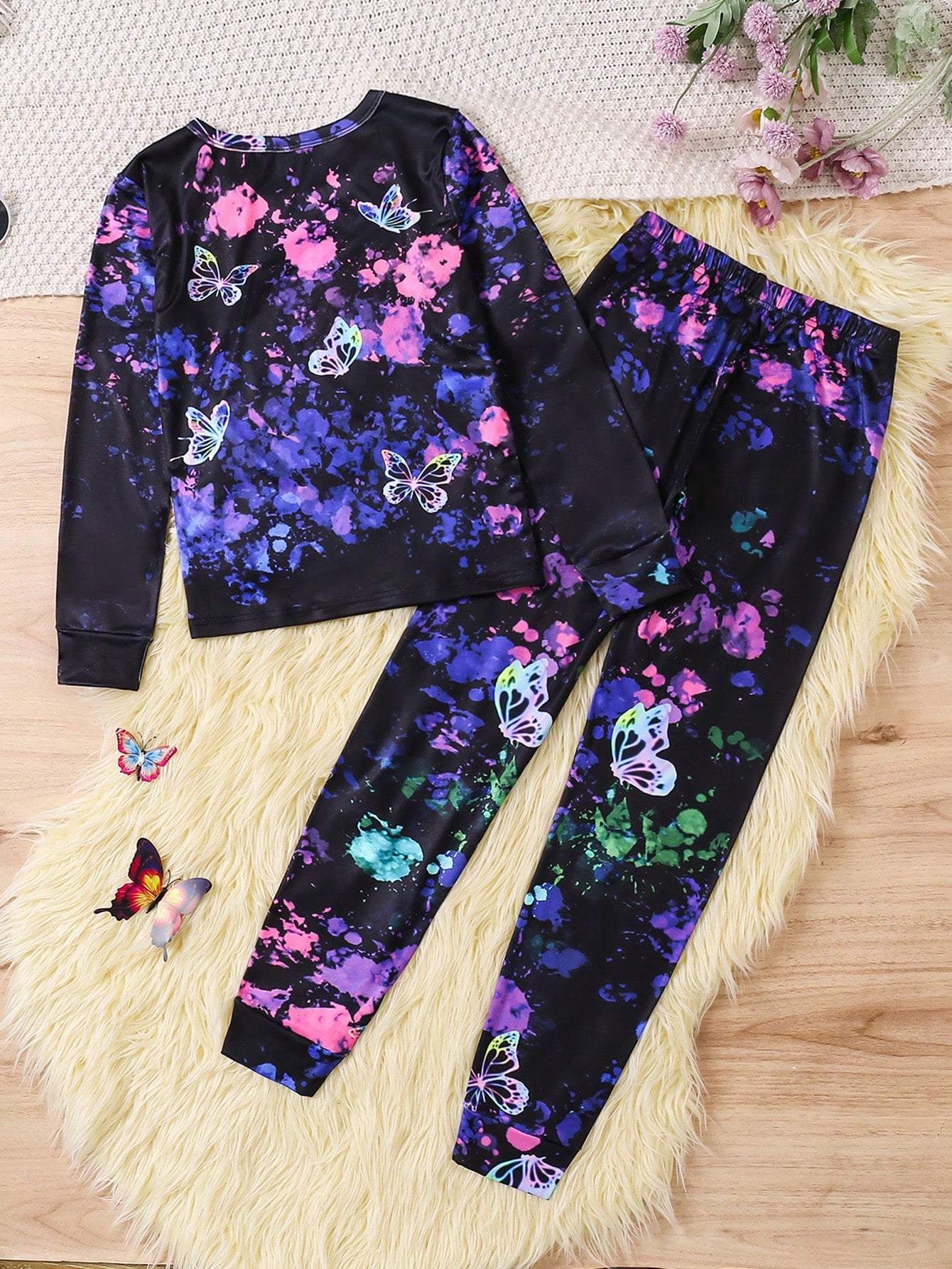 Glow-In-The-Dark Butterfly Loungewear Set for Teen Girls – 2-Piece Casual Comfort 13Y 14Y