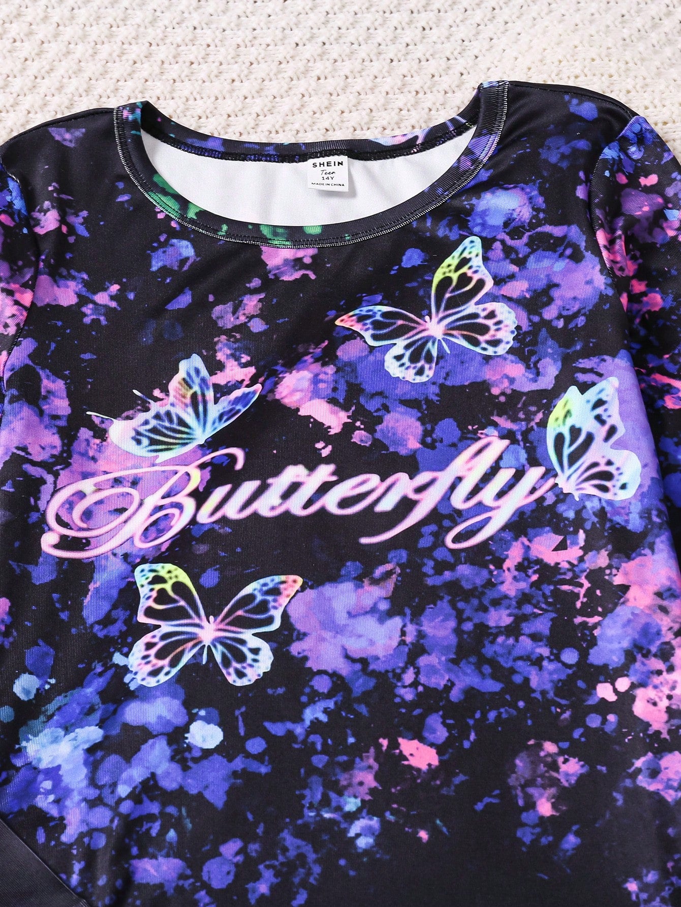 Glow-In-The-Dark Butterfly Loungewear Set for Teen Girls – 2-Piece Casual Comfort 13Y 14Y