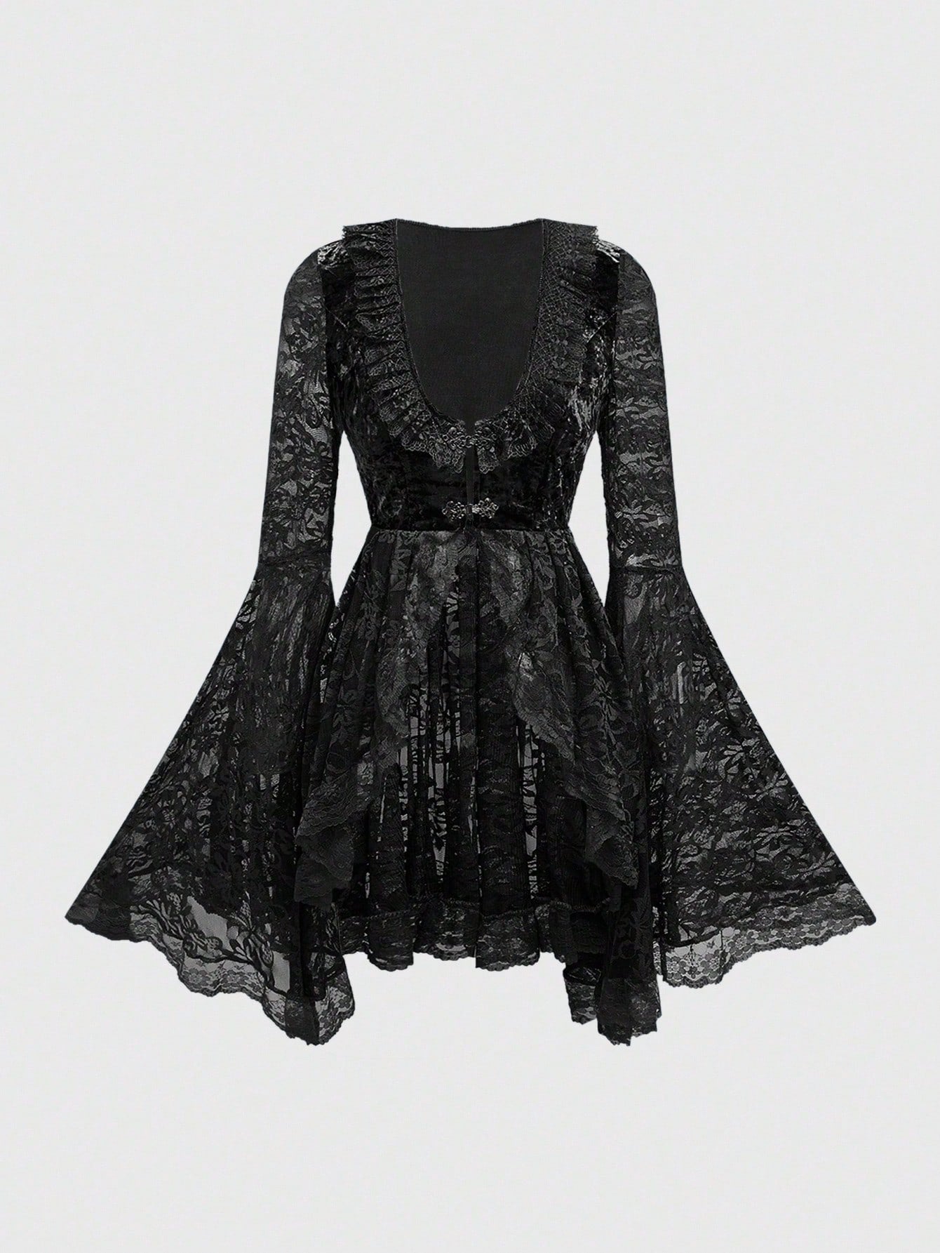 Enchanting Gothic Velvet Blouse with Lace Flare Sleeves - Off-Shoulder Palace Style Burgundy / XS Burgundy / S