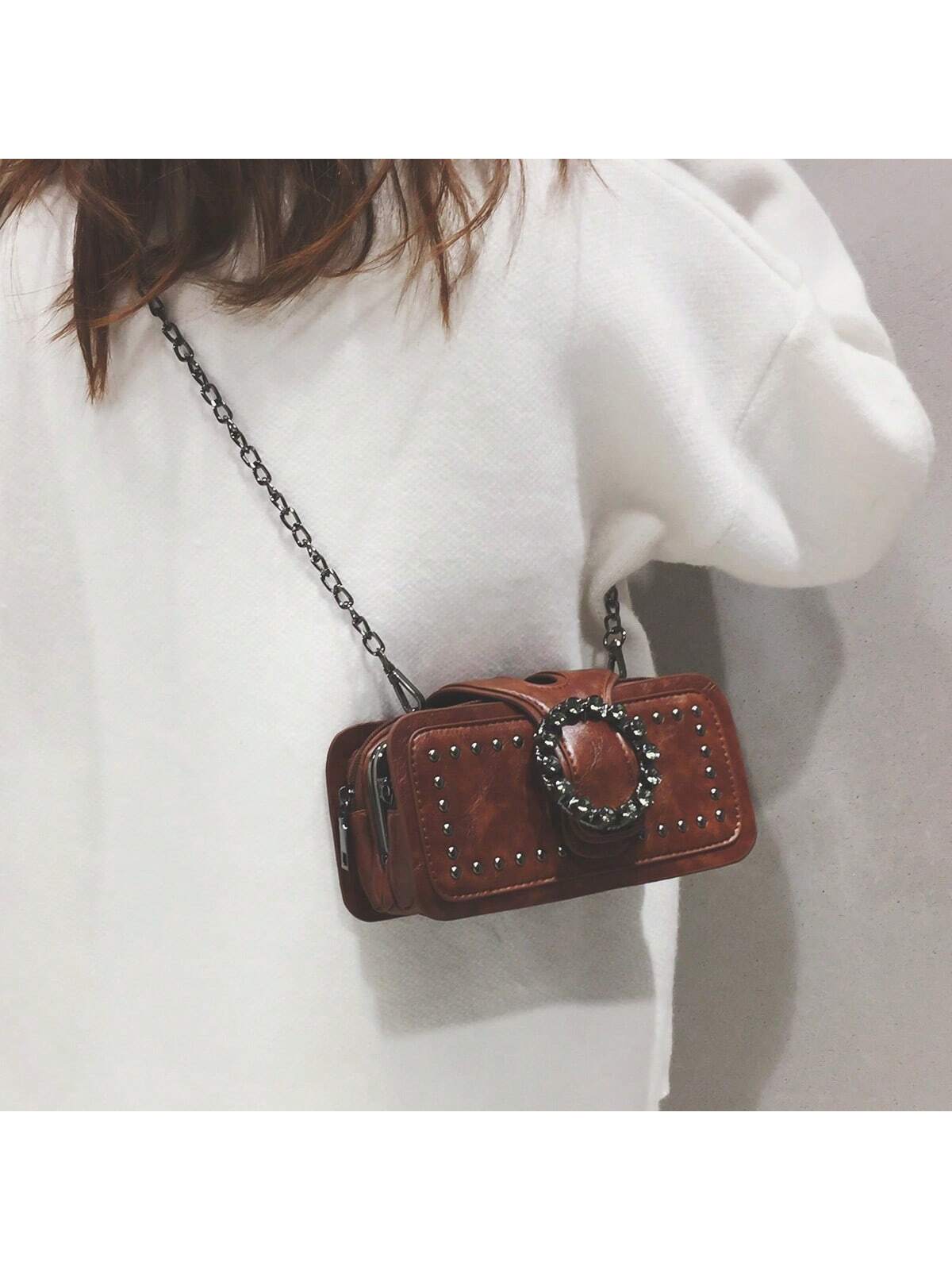 Chic Rivet-Decorated Multi-Compartment Crossbody Bag for Stylish Women Default Title Default Title-