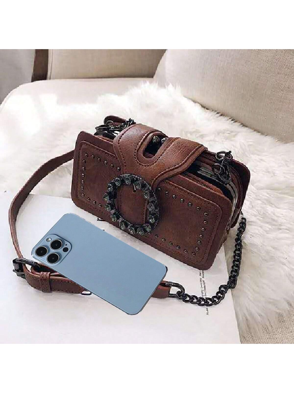 Chic Rivet-Decorated Multi-Compartment Crossbody Bag for Stylish Women Default Title Default Title-