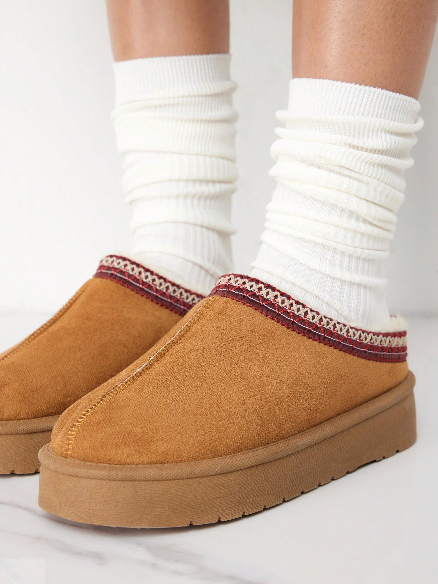 Chic Suede Platform Mule Flats – Elevate Your Style with Effortless Comfort! US6 US7
