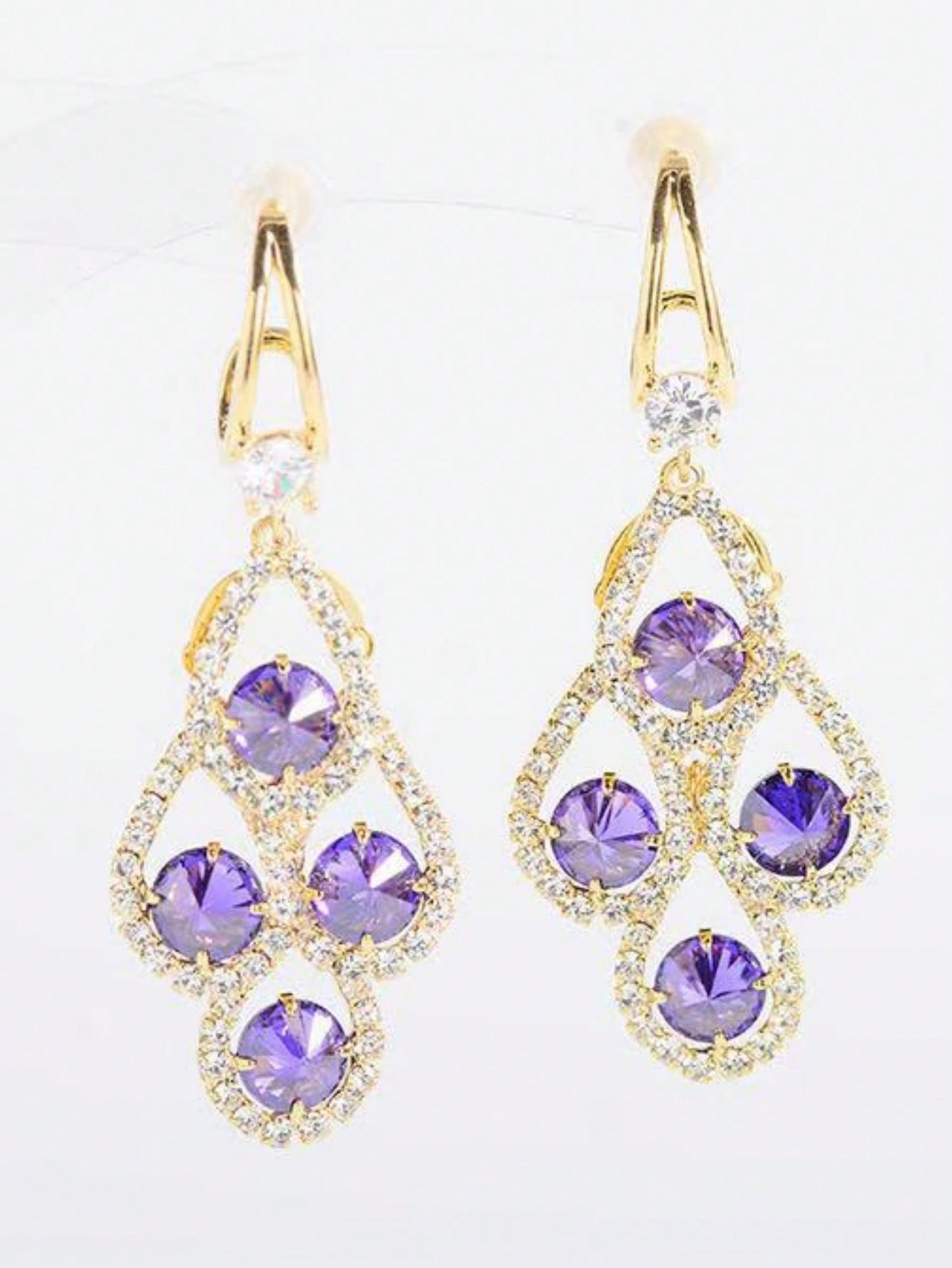 Elegant Purple Water Drop Earrings - Luxurious Lightweight Fashion for Women one-size