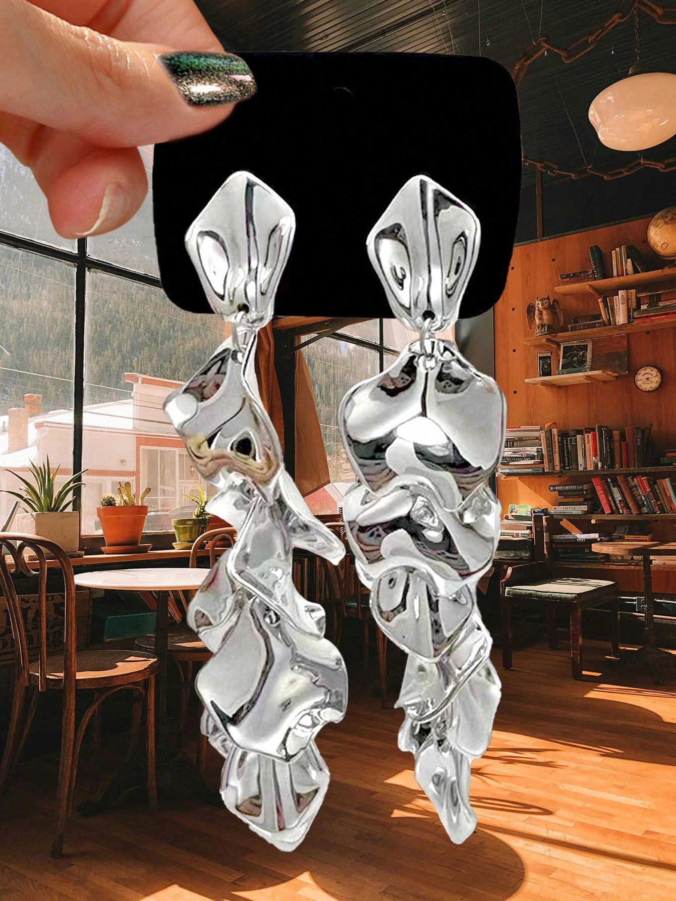 Elegant Baroque Flower Petal Pendant Earrings Sapphire Red Hot Pink Sapphire-Red-Hot Pink-Grey-Gold-Silver-