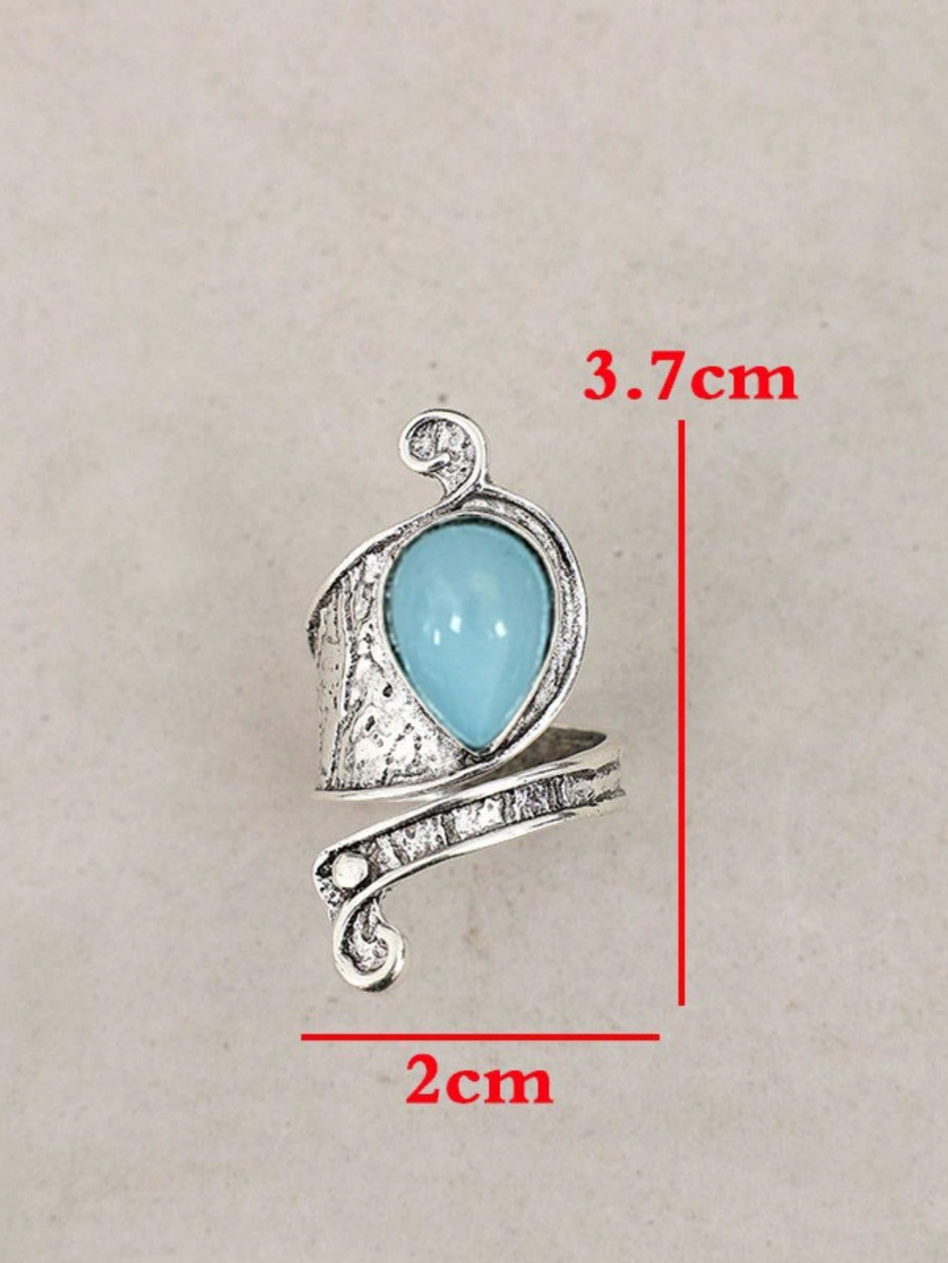Vintage Asymmetrical Stone Inlaid Adjustable Alloy Ring - Trendy Statement Piece