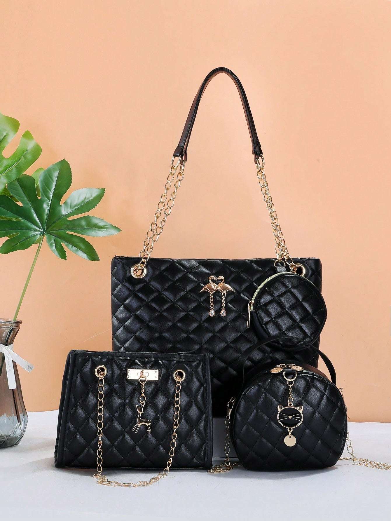 Chic Dual-Style Tote and Crossbody Bag for Effortless Fashion Grey Black Pink Grey-Black-Pink-Black-2-Multicolor-Black-3-White-Black-4-Burgundy-Black-5-Multicolor-6-