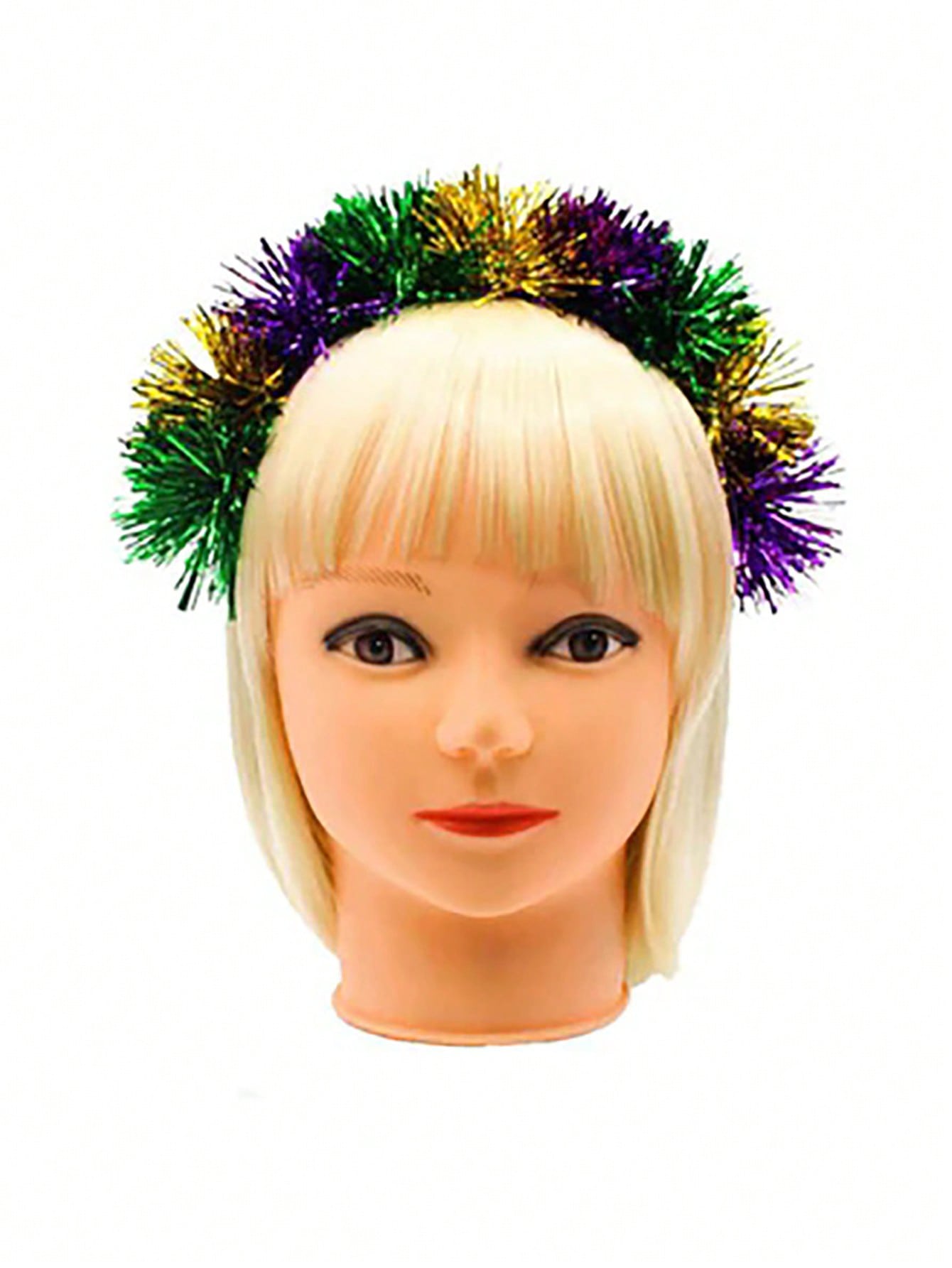 Vibrant Carnival Hairband - Mardi Gras Headband in Festive Green, Yellow & Purple one-size