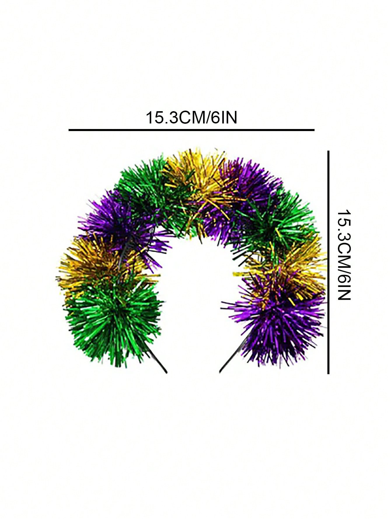 Vibrant Carnival Hairband - Mardi Gras Headband in Festive Green, Yellow & Purple one-size