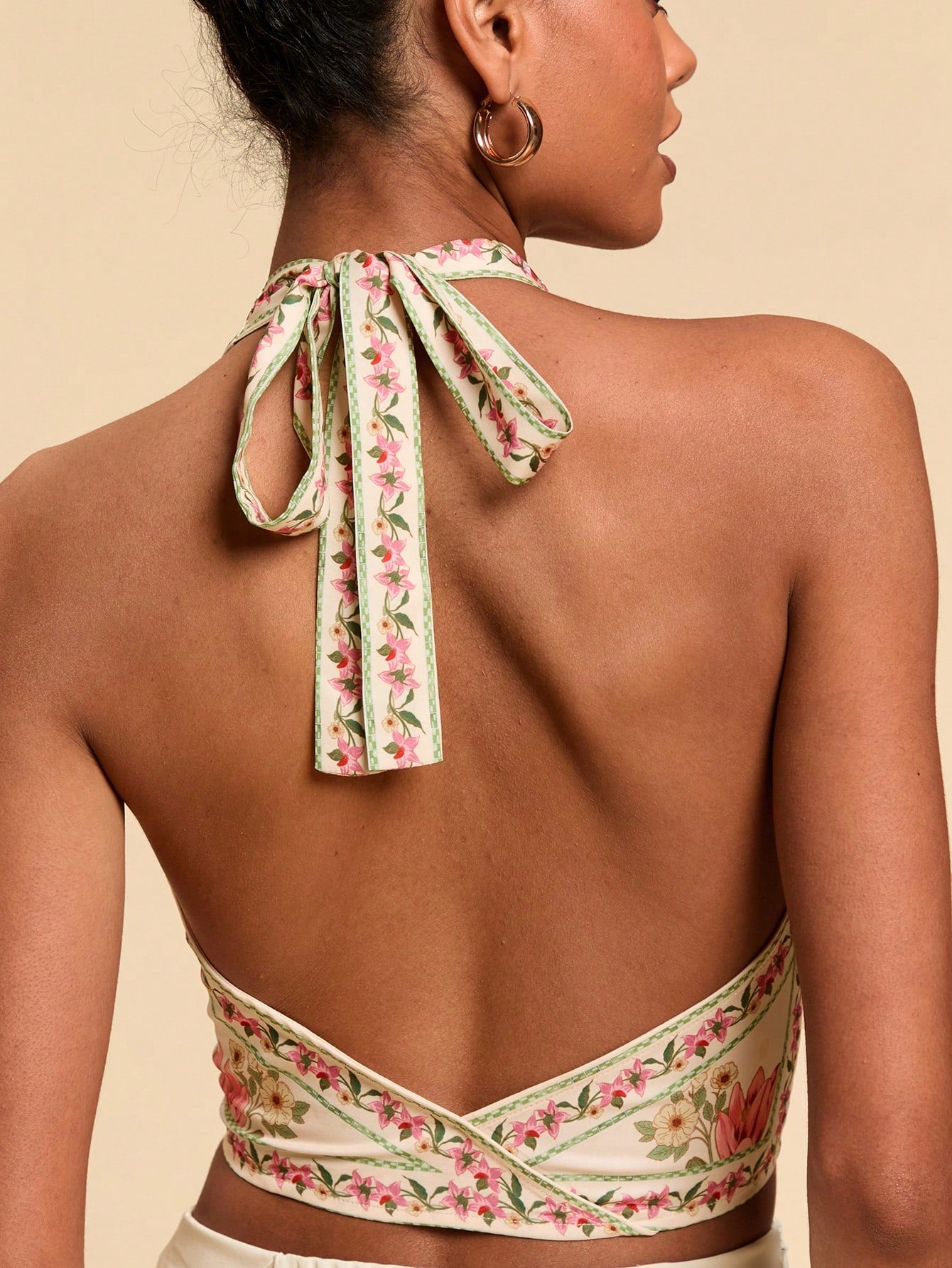Chic Floral Print Halter Neck Blouse for Women's Summer Vacation Styles XS S M XS-S-M-L-XL-