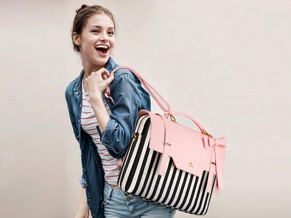 Cute Pink Convertible Laptop Briefcase Backpack for Women - Stylish Kawaii Messenger L L-