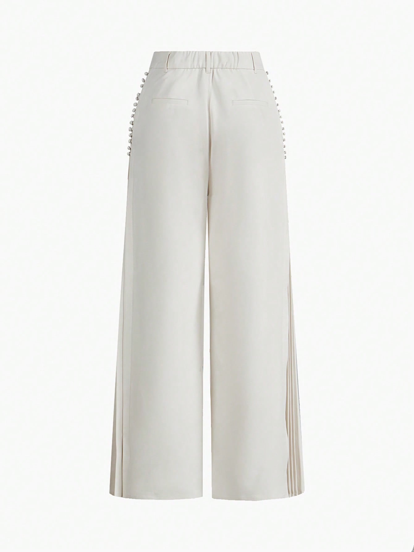 Stylish MOTF Premium Button Detail Pleated Wide Leg Pants XS S M XS-S-M-L-