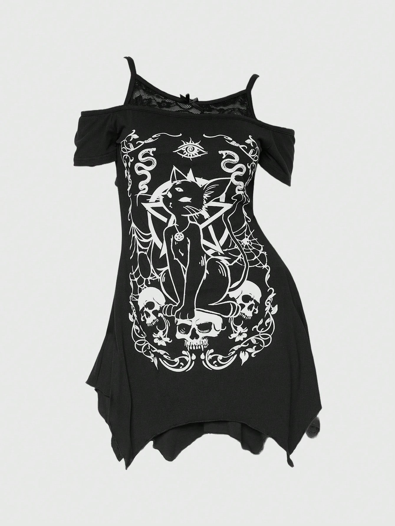 Mysterious Cat Eyes Gothic T-Shirt for Women XS S M XS-S-M-L-