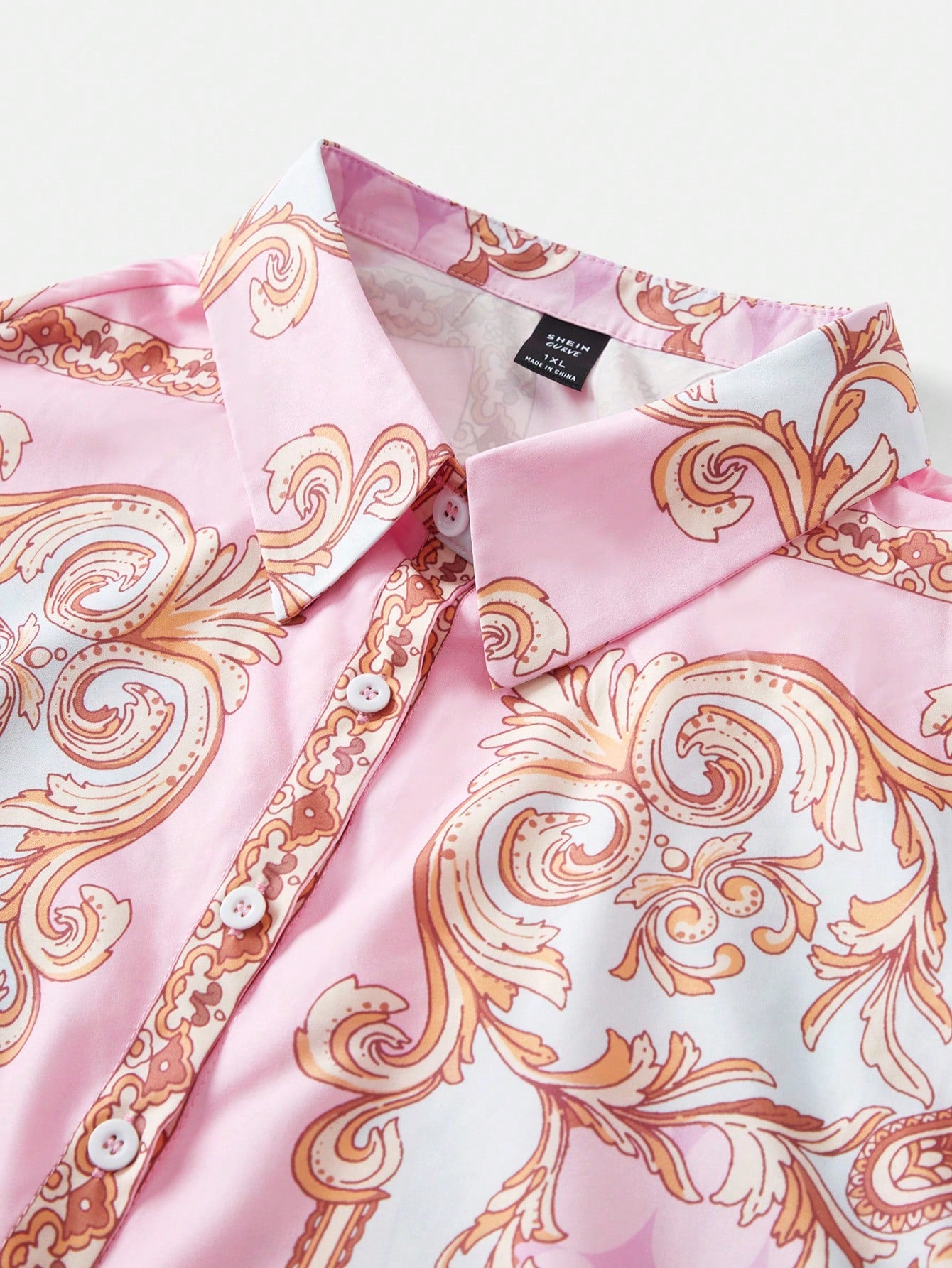Plus Size Printed Long Sleeve Shirt and Slim Fit Pants Set 0XL 1XL 2XL 0XL-1XL-2XL-3XL-