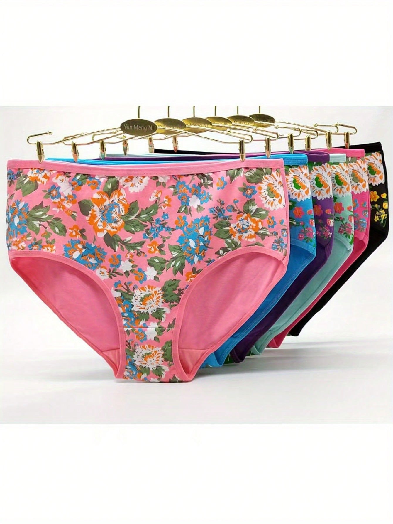 Stylish Comfort: Tuvuye 6-Pack Flower Printed Cotton Panties for Plus Size Women M L XL M-L-XL-