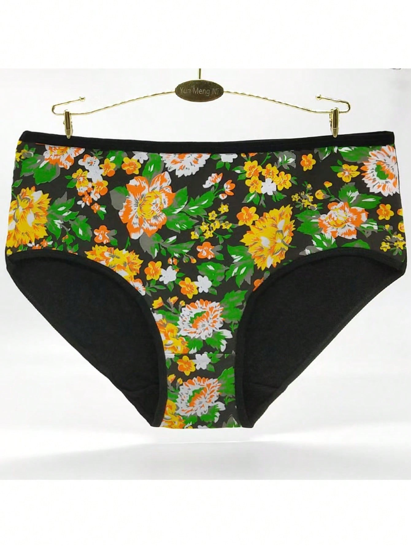 Stylish Comfort: Tuvuye 6-Pack Flower Printed Cotton Panties for Plus Size Women M L XL M-L-XL-