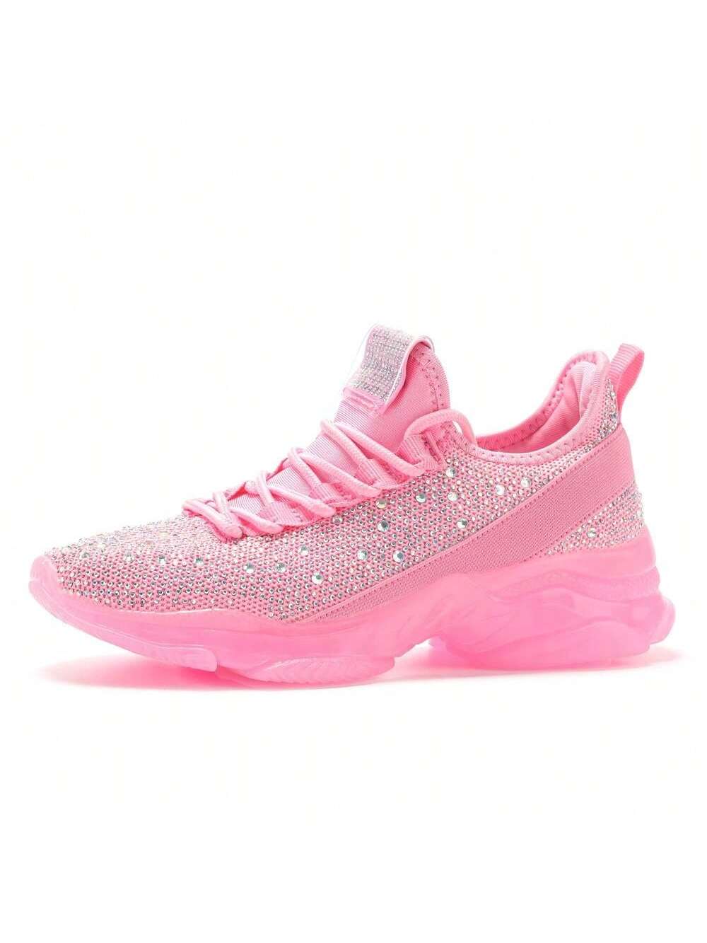 Trendy Pink Rhinestone Mesh Slip-On Sneakers for Women - Breathable Glitter Walking Shoes Default Title Default Title-