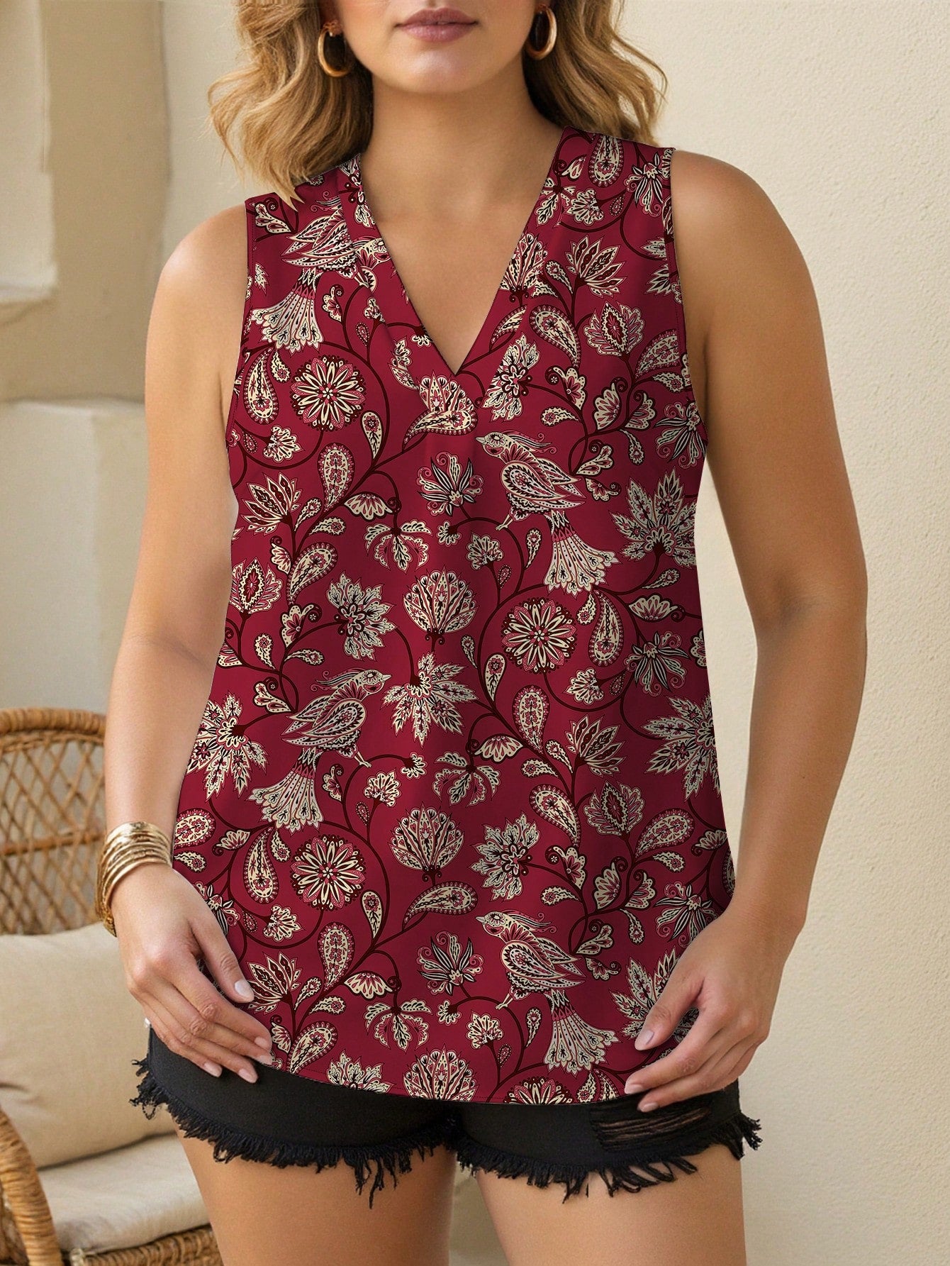 Elegant Plus Size Boho Floral Blouse for Women - Perfect for Summer Multicolor-3
